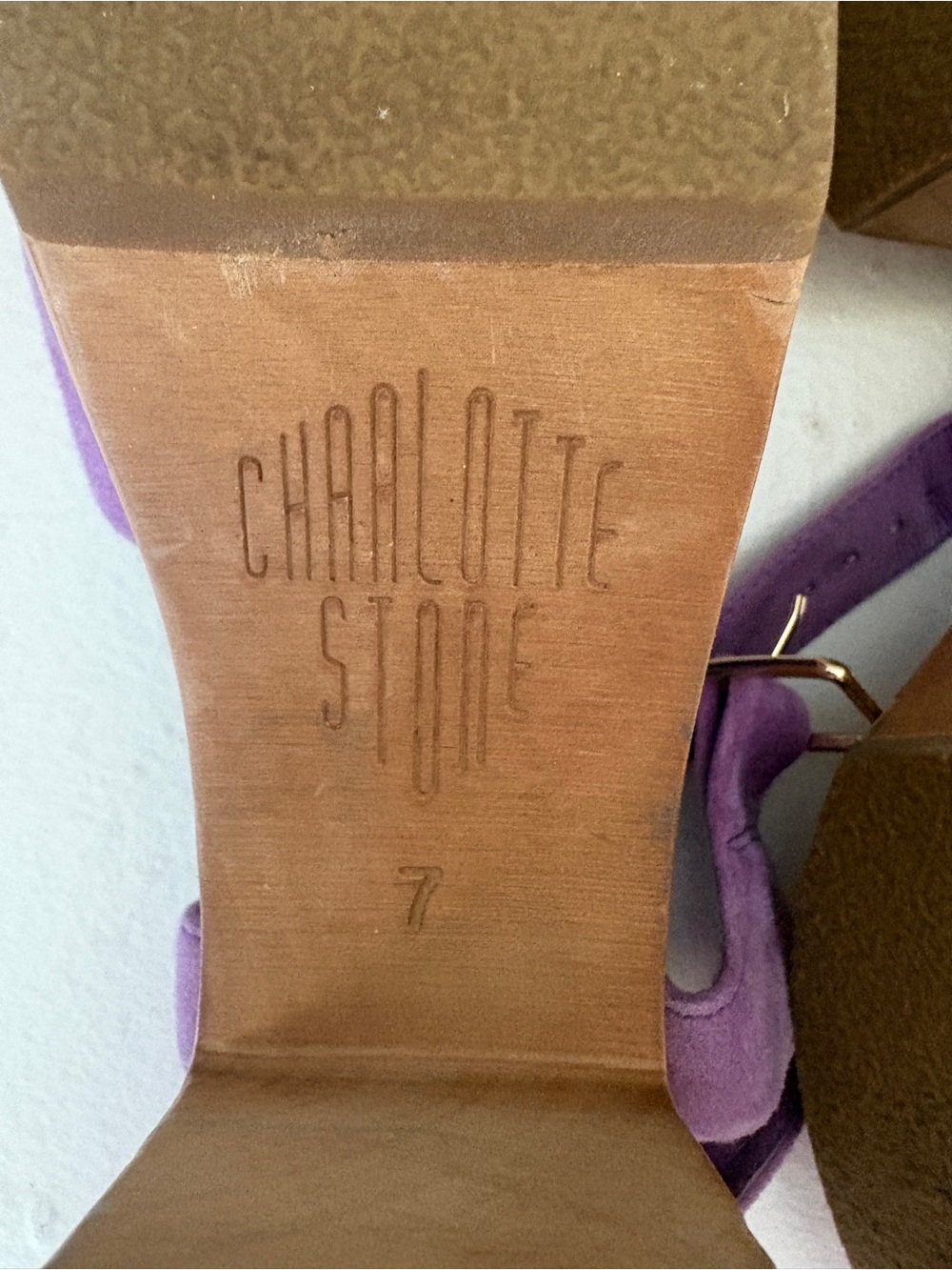 Charlotte Stone Maud Lilac Suede Block-Heel Ankle-Strap Pumps - Picture 5 of 6